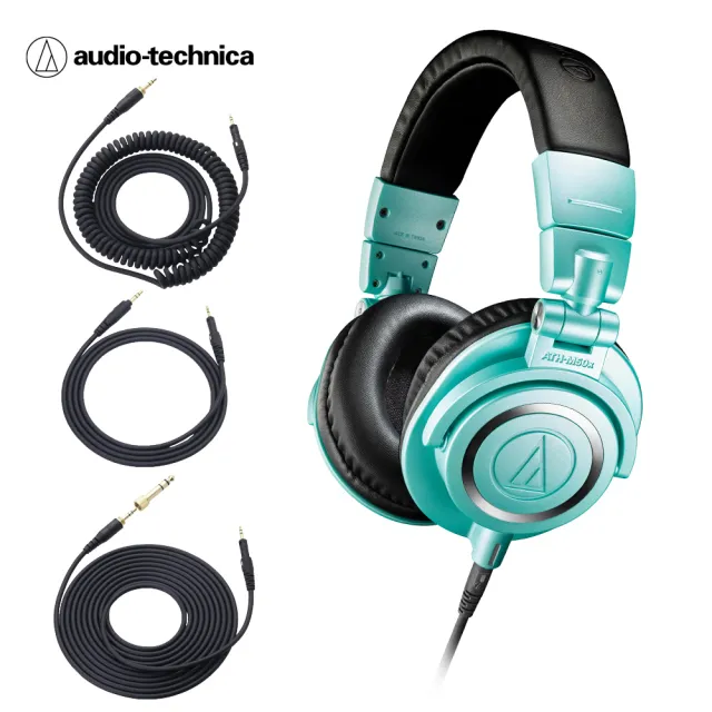 【audio-technica 鐵三角】ATH-M50X IB(專業型監聽耳機-Tiffany藍)