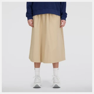 【NEW BALANCE】 NB 長裙 中長裙 運動 休閒 鬆緊 抽繩 A字裙 女 卡其色 標準尺碼(WK31550INC-F)