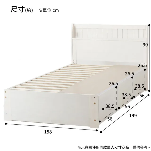 【NITORI 宜得利家居】◎實木雙人床座 床架 T SPIETH3 BOX WW 松木 抽屜型(實木 床座 床架 SPIETH3)