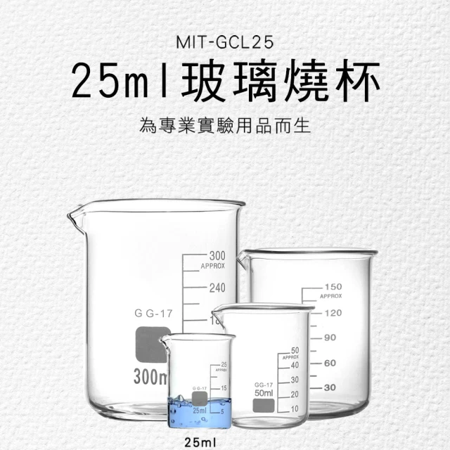 工具達人 25ml 燒杯 玻璃器皿 實驗室 低型燒杯 格利芬氏燒杯 耐熱玻璃 燒瓶(190-GCL25)