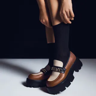 【steve madden】MOTORIDE 飾扣厚底樂福鞋(米粽色)