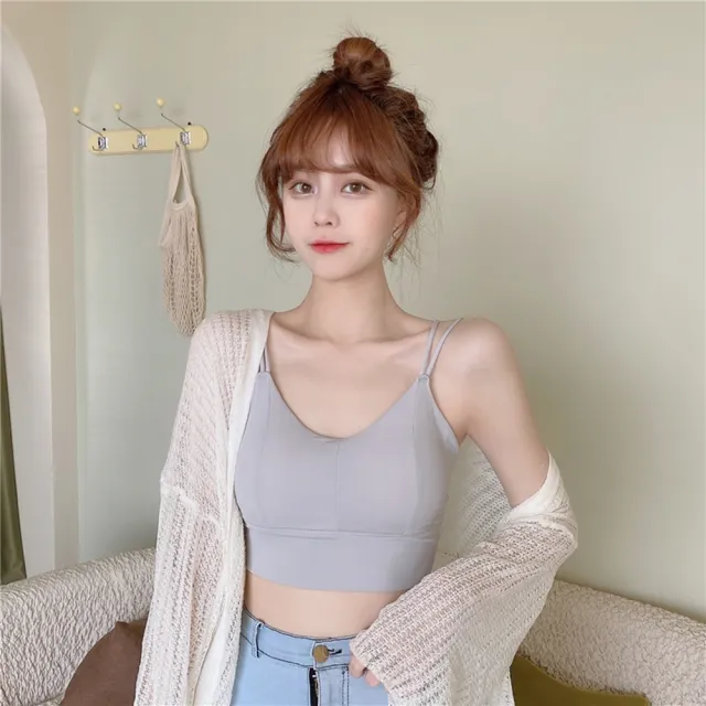 【D.studio】韓版超舒適冰絲吊帶美背小可愛6件組(帶胸墊免穿內衣 上衣 女裝 背心 衣服 冰絲背心 短版上衣)