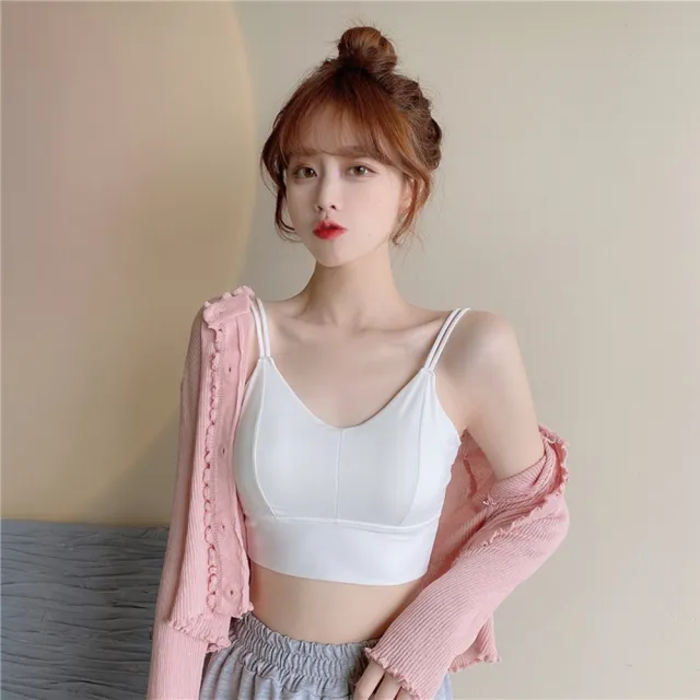 【D.studio】韓版超舒適冰絲吊帶美背小可愛6件組(帶胸墊免穿內衣 上衣 女裝 背心 衣服 冰絲背心 短版上衣)