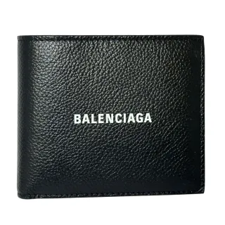 【Balenciaga 巴黎世家】Logo 粒面黑色八卡短夾(Balenciaga短夾)