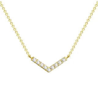 【le voeu】14K金 10分 鑽石項鍊 設計日常 V字微笑(0.1克拉 輕珠寶 項鍊 鍊子14K)