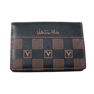 【Valentino Rudy 范倫鐵諾.路迪】方格紋激光牛皮名片夾 咖啡(Z6801)