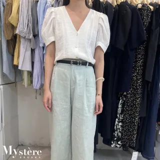 【my stere 我的時尚秘境】雙11 秘境空運款-韓國氣質麻質擴腿褲(流行 顯瘦 質感麻質 大直筒 擴