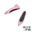 【HELENE_SPARK】率性優雅金屬拼接羊皮尖頭低跟鞋(粉)