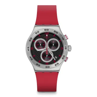 【SWATCH】Irony 金屬Chrono系列手錶 CRIMSON CARBONIC RED 男錶 女錶 手錶 瑞士錶 金屬錶(43mm)