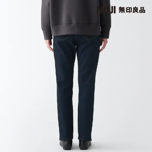 【MUJI 無印良品】女有機棉混彈性丹寧合身褲(暗藍)