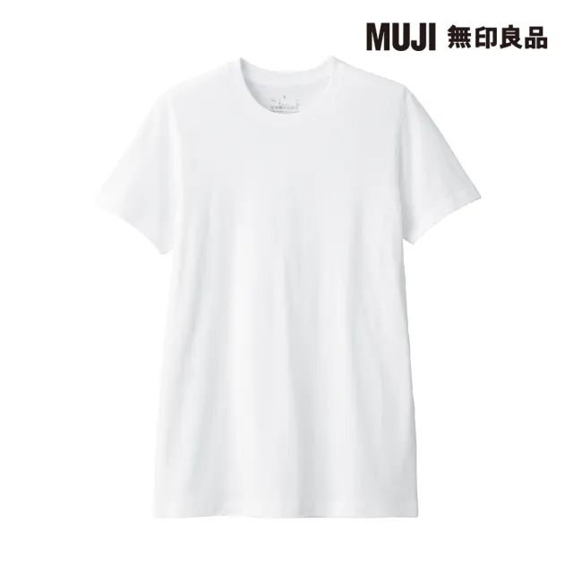 【MUJI 無印良品】男棉質無側縫天竺圓領短袖T恤(白色)