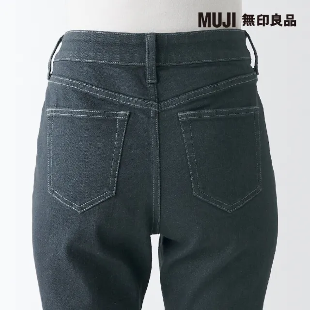 【MUJI 無印良品】女有機棉混彈性丹寧合身褲(墨灰)