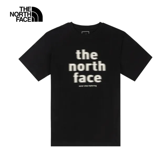 【The North Face 官方旗艦】北面女款黑色純棉大尺寸LOGO休閒短袖T恤｜86Q8JK3