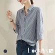 【Lockers 木櫃】夏季七分袖藍色條紋襯衫上衣 L112080707(上衣 女上衣)
