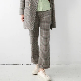 【PINK NEW GIRL】時尚格紋反褶休閒西裝褲 N3502HD(2色)