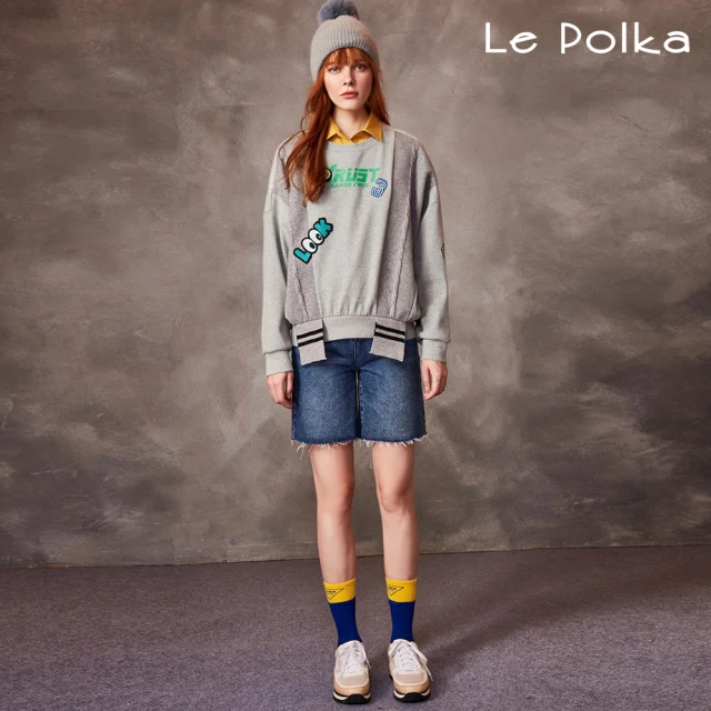 【Le Polka】破壞風五分牛仔短褲-女(丹寧)