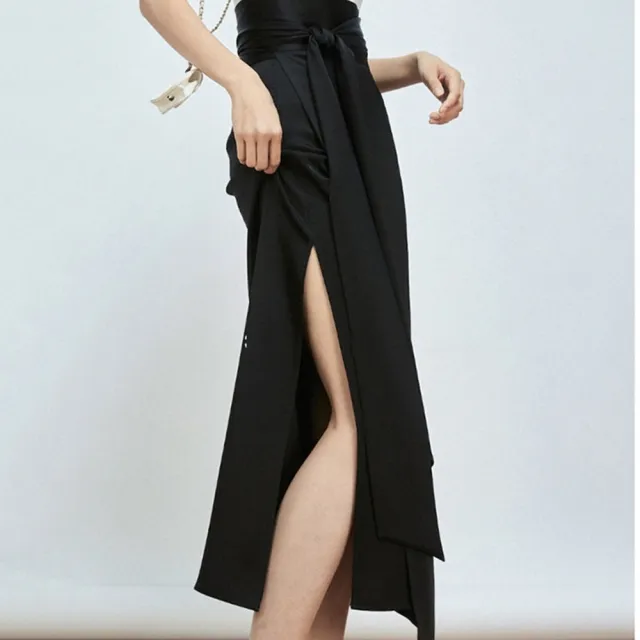 【巴黎精品】現貨+預購 女緞面半身裙絲質長裙法式絲綢大碼洋裝休閒大尺碼女裝(一片式綁帶純色3色a1cp2)