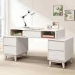 【AT HOME】書桌椅組-4尺灰白色伸縮五抽收納書桌/電腦桌/工作桌+升降椅 現代簡約(紀凡熙)