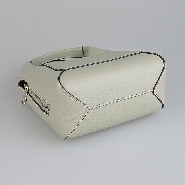 【FURLA 芙拉】FURLA Gilda鋼印LOGO小牛皮掛鉤扣式手提/斜背托特包(迷你/大理石白x棉花糖白)
