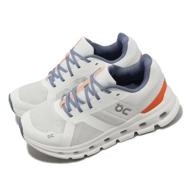 On 昂跑 慢跑鞋 Cloudrunner 寬楦 女鞋 純潔白 火焰橘 雲端緩衝科技 運動鞋 昂跑(5698036)