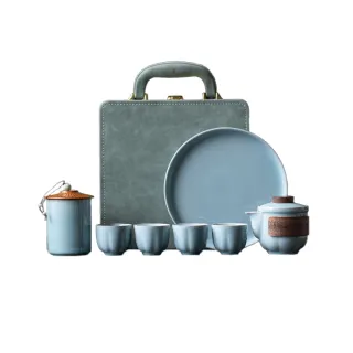 【美味好伙伴】靜心茶具組 汝窯 茶道 露營 野餐(茶具 茶壺 茶杯 茶倉 茶葉罐 茶藝)