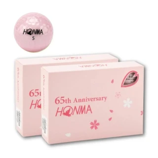 【HONMA 本間高爾夫】櫻之舞65週年限定款 女生遠距雙層球 粉紅高爾夫球 2盒(贈Tee球座)