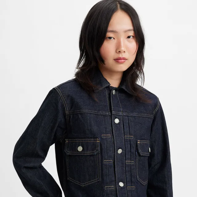 【LEVIS 官方旗艦】MOJ MADE OF JAPAN FABRIC 女款 Type2 寬鬆版牛仔外套 / 原色 熱賣單品 A5884-0000