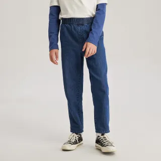 【GAP】男童裝 純棉錐形鬆緊牛仔褲-深藍色(811483)