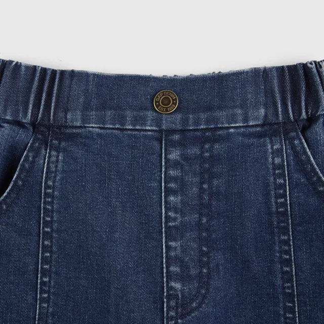 【GAP】女童裝 鬆緊錐形牛仔褲-深藍色(789272)