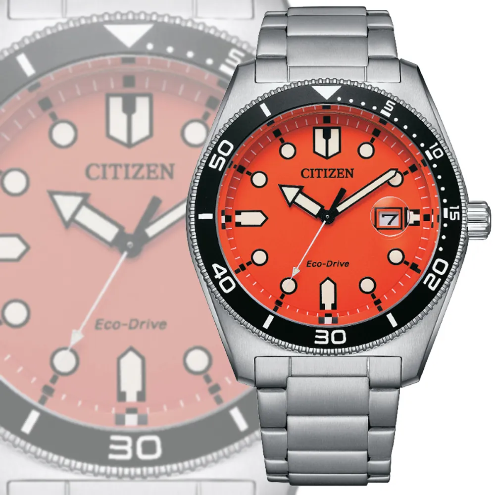 CITIZEN 星辰】GENTS 光動能復古玩色運動風腕錶-橘色43mm(AW1760-81X 