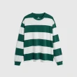 【GAP】男裝 純棉圓領長袖T恤-綠色條紋(810493)