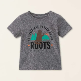 【Roots】Roots小童-動物派對系列 卡通海狸純棉短袖T恤(灰色)
