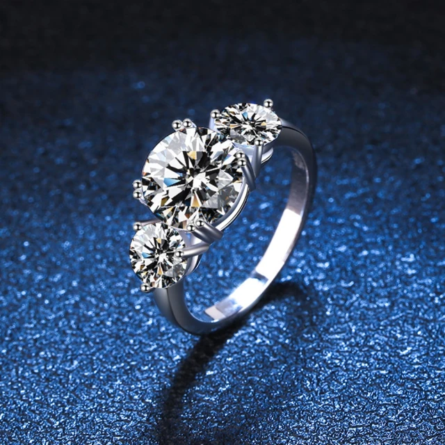 巴黎精品 莫桑鑽戒指925純銀銀飾(1克拉歐美風圓型立體婚戒