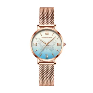 【HANNAH MARTIN】英倫氣質風格蝴蝶錶-藍(HM-13620-WF3)