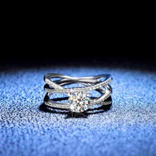 【巴黎精品】莫桑鑽戒指925純銀銀飾(三生三世1克拉線條婚戒女飾品a1cn137)