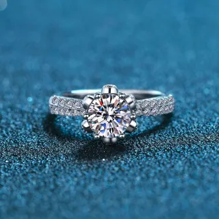 【巴黎精品】現貨+預購 莫桑鑽石戒指飾品配件925純銀戒指婚戒鑽戒(1克拉對戒莫桑鑽戒指a1cn141)