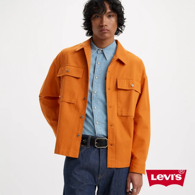 LEVIS 男款 雙口袋復古襯衫式外套 工裝大口袋 / 黃橘