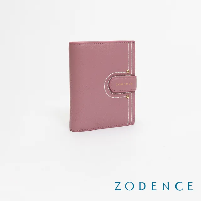 【ZODENCE 佐登司】LIS進口牛皮三層短夾(藕紫)