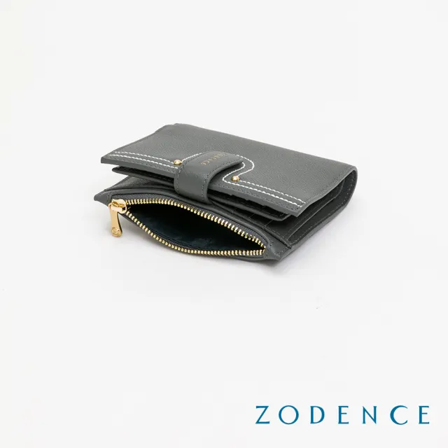 【ZODENCE 佐登司】LIS進口牛皮三層短夾(鐵灰)