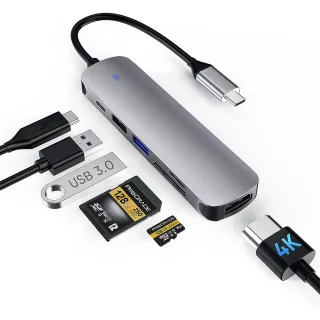 【Golf】6合1 USB C 多功能集線器(HDMI+PD100W+USB A+SD+TF)