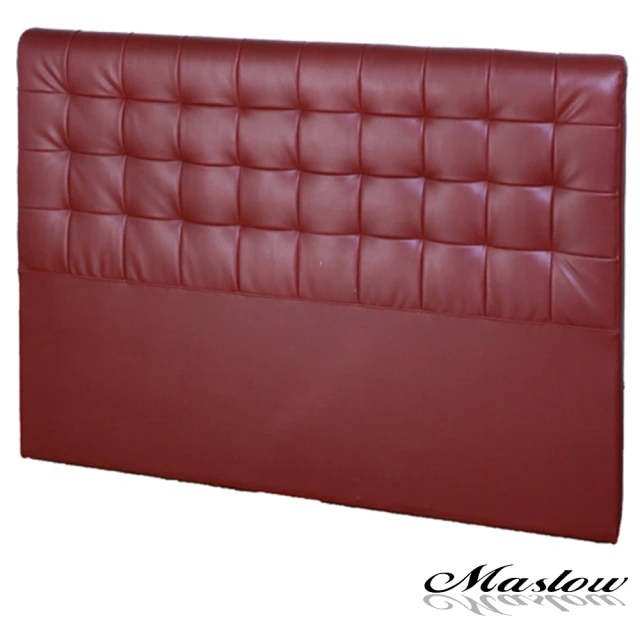 【Maslow】時尚格紋皮製5尺雙人床頭-暗紅