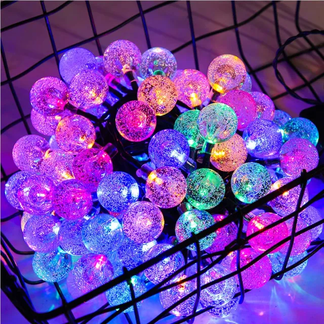 【POKO】LED太陽能玻璃球燈串 32米(泡泡燈 氣氛燈 聖誕節布置 氛圍燈 草坪庭園燈 裝飾燈 景觀燈)