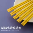 【可愛造型】超萌鴨卡通合金筷子-5雙入組(抗菌 兒童 家庭餐廚 露營 環保餐具 禮物 拍攝道具 廚房用品)
