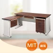 【時尚屋】150CM 胡桃木紋色辦公桌+側桌櫃組(250-7)