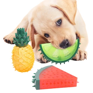 可注水水果造型寵物玩具3件套(耐啃咬 食品級 磨牙 潔牙骨 發聲玩具 玩具球 狗狗 訓練球 禮物)