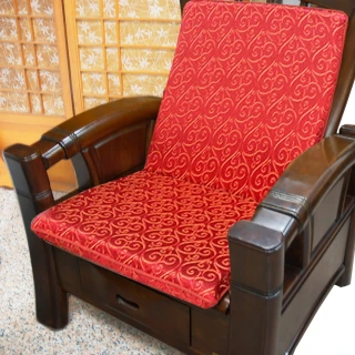 【凱蕾絲帝】加厚連體L型背坐墊1入木椅通用高支撐-100%台灣製造(如意紅)