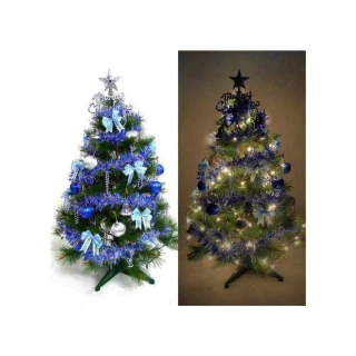 【摩達客】耶誕-3尺/3呎-90cm台灣製特級綠松針葉聖誕樹(含藍銀色系配件/含100燈LED燈一串/本島免運費)