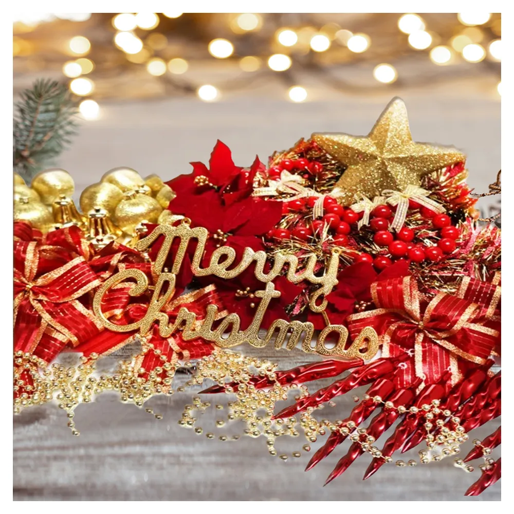 【聖誕裝飾特賣】聖誕裝飾配件包組合-紅金色系(6尺（180cm）樹適用（不含聖誕樹 不含燈)