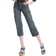 【BOBSON】女款低腰貼袋七分直筒褲(藍124-53)