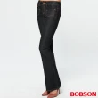【BOBSON】女款低腰貼口袋中喇叭牛仔褲(黑藍87)